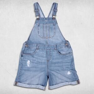 Oshkosh B'gosh Vestbak Overalls Shorts 12/12A Blue Classic Distressed Denim